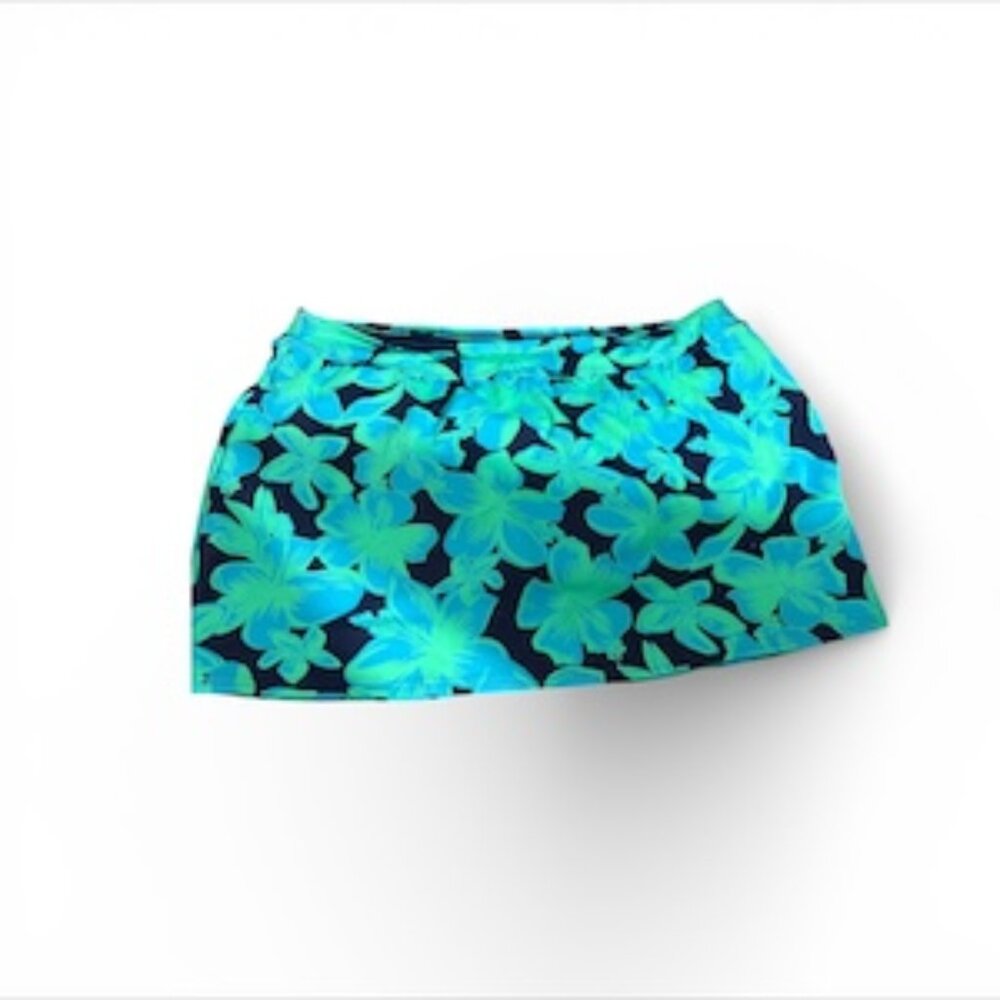 Lands End Swim Skirt Women’s 18W Navy Floral Attached Swim SSkort - NWOT